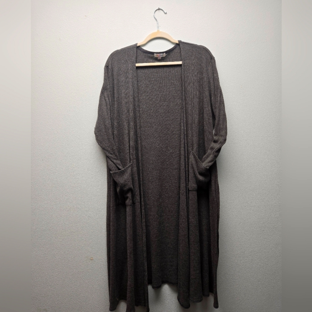 XL Vintage LuLaRoe Sarah ribbed lightweight sweater material charcoal grey EUC